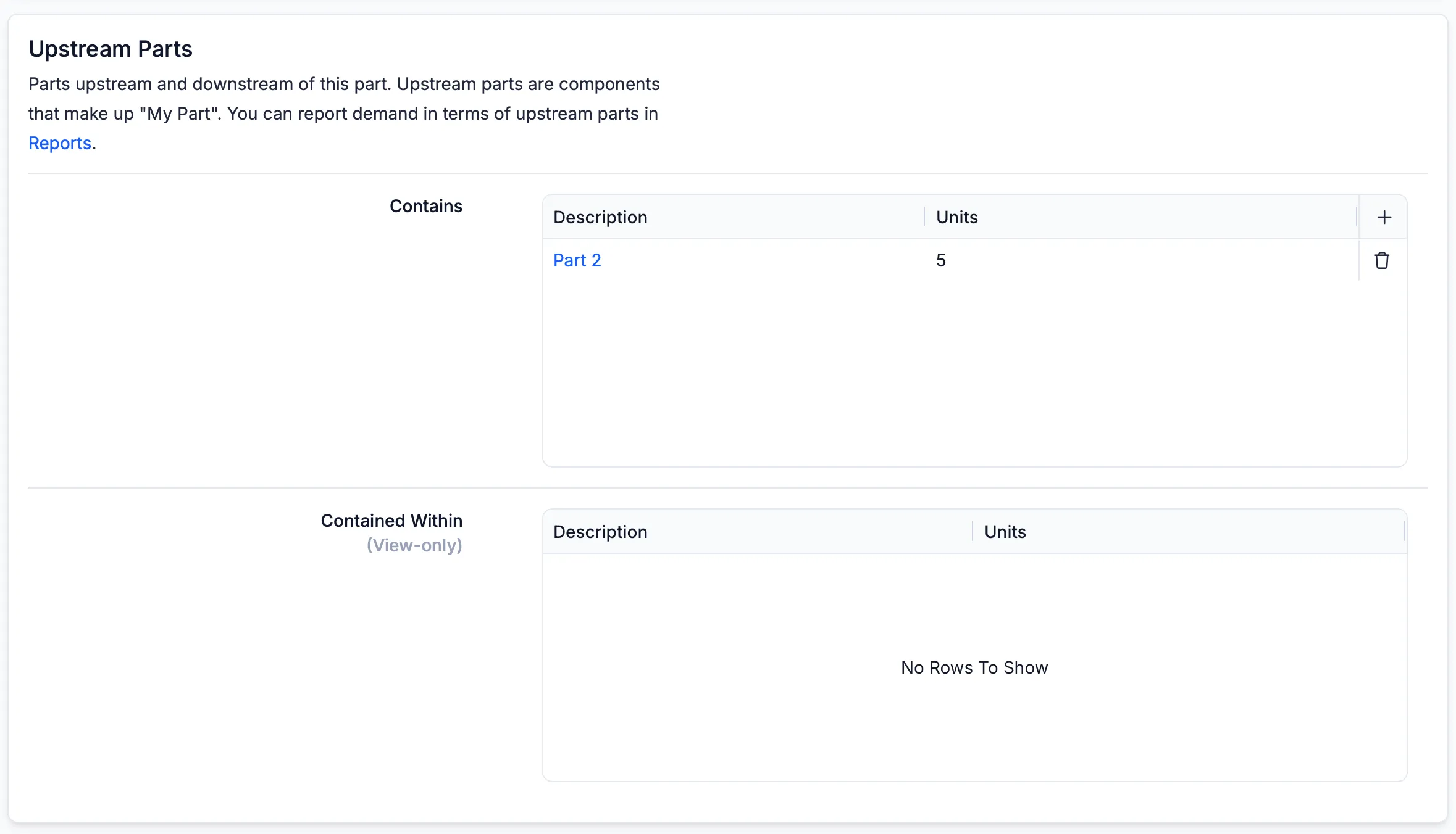 The improved upstream parts user interface