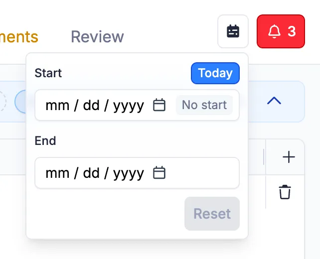 A new, drop-down range selector.